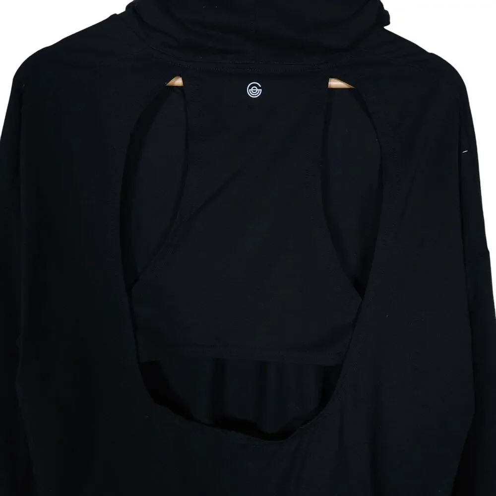 Gilly Hicks GO Womens Hoodie Medium Black Cropped Relaxed Fit Pullover Open Back - Picture 9 of 11